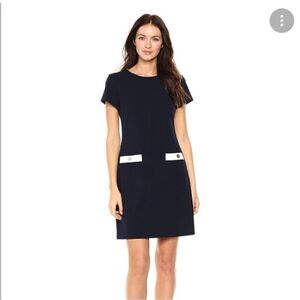 Tommy Hilfiger Black and White Faux-Pocket Shift Dress size 6.